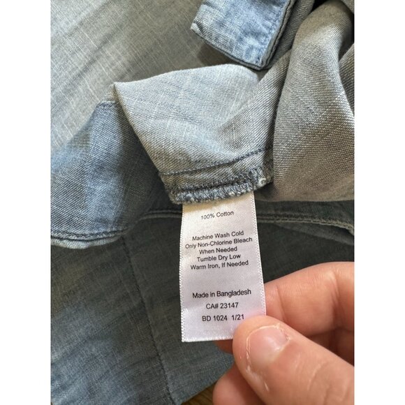 Talbots Button Front Skirt Women Sz 4 Petite Lightweight Blue Denim Cotton City - Picture 10 of 13